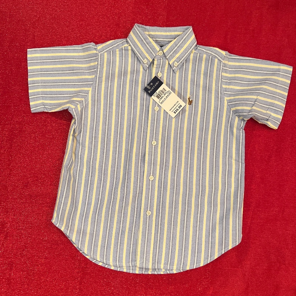🏇🏇 Ralph Lauren Yellow , White, & Blue Short Sleeve Shirt🏇🏇